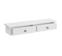 [en.casa] Étagère Murale Stylée avec 2 Tiroirs Meuble de Rangement Design pour Entrée Salon Chambre Bureau Panneau de Particules MDF 10 x 60 x 15 cm Blanc