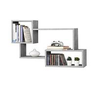 [en.casa] Étagère Murale Stylée Meuble Mural Design à 3 Surfaces de Rangement Capacité de Charge 13 kg Panneau de Particules Mélaminé 87 x 18 x 54 cm Effet Béton