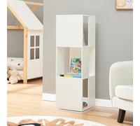 [en.casa] Étagère Pivotante pour Enfants Bibliothèque Rotative avec 3 Grands Compartiments de Rangement Meuble de Stockage pour Livres Jouets MDF 109 x 34 x 34 cm Blanc