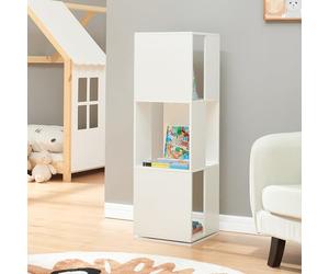 [en.casa] Étagère Pivotante pour Enfants Bibliothèque Rotative avec 3 Grands Compartiments de Rangement Meuble de Stockage pour Livres Jouets MDF 109 x 34 x 34 cm Blanc