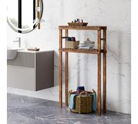 [en.casa] Étagère pour Machine à Laver Meuble de Rangement Sèche-Linge Support de Toilettes 2 Niveaux de Stockage Bois de Pin 120 x 70 x 20 cm Bois Foncé