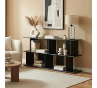 [en.casa] Étagère sur Pied Gäljami avec 4 Compartiments de Rangement Bibliothèque au Design Bas Allongé Meuble TV Séparateur de Pièce Salon Chambre MDF 160 x 35 x 74 cm Noir
