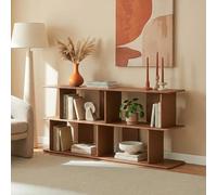 [en.casa] Étagère sur Pied Gäljami avec 4 Compartiments de Rangement Bibliothèque au Design Bas Allongé Meuble TV Séparateur de Pièce Salon Chambre MDF 160 x 35 x 74 cm Effet Noyer