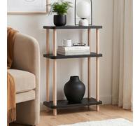 [en.casa] Étagère sur Pied Nampernu 62x40x18 cm Table d’Appoint Noir | Bout de canapé, 3 niveaux, peu encombrant, chevet, salon, cuisine, salle de bains, chambre