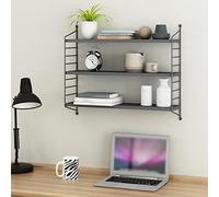 [en.casa] Étagères Murales Meuble de Rangement Flottant à 3 Niveaux avec Cadre Stable Style Industriel Élégant pour Cuisine Salon Chambre Salle de Bains Acier 50 x 60 x 15 cm