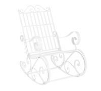 [en.casa] Fauteuil à Bascule de Jardin Vintage Robuste Meuble Design pour Usage Extérieur Métal 92 x 59 x 90 cm Blanc