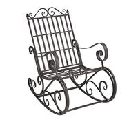 [en.casa] Fauteuil à Bascule de Jardin Vintage Robuste Meuble Design pour Usage Extérieur Métal 92 x 59 x 90 cm Vert Foncé Patine Grise Claire