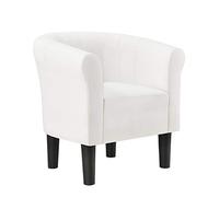[en.casa] Fauteuil Chaise Siège Similicuir Plastique Blanc 70 x 70 x 58 cm