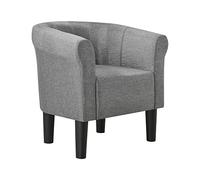 [en.casa] Fauteuil Chaise Siège Tissu Polyester Plastique Gris 70 x 70 x 58 cm