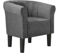 [en.casa] Fauteuil Chaise Siège Tissu Polyester Plastique Gris Foncé 70 x 70 x 58 cm Gris foncé G