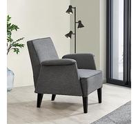 [en.casa] Fauteuil de Salon Élégant Siège Rembourré avec Accoudoirs Petite Chaise Confortable pour Séjour Chambre Bureau Bois Stratifié Polyester Polyuréthane 82 x 78,5 x 77 cm Gris Foncé Noir