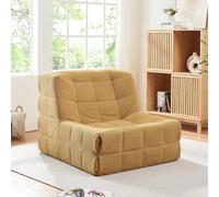 [en.casa] Fauteuil de Sol Chauffeuse Fauteuil Paresseux Rembourré Confortable Chaise de Cheminée Antidérapant Relax Salon Design Lecture Jeux Forme Ergonomique Polyester 75 x 90 x 100 cm Jaune