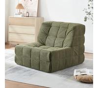 [en.casa] Fauteuil de Sol Chauffeuse Fauteuil Paresseux Rembourré Confortable Chaise de Cheminée Antidérapant Relax Salon Design Lecture Jeux Forme Ergonomique Polyester 75 x 90 x 100 cm Vert
