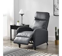 [en.casa] Fauteuil Relaxant avec Dossier Inclinable et Repose-Pieds Housse PU Similicuir Gris 102x60x92 cm