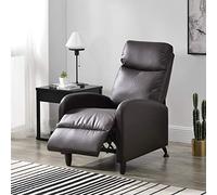 [en.casa] Fauteuil Relaxant avec Dossier Inclinable et Repose-Pieds Housse PU Similicuir Marron 102x60x92 cm