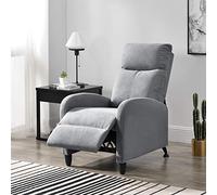 [en.casa] Fauteuil Relaxant avec Dossier Inclinable et Repose-Pieds Housse Textile Gris Clair 102x60x92 cm
