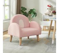 [en.casa] Fauteuil Rembourré pour Enfants Canapé de Lecture avec Accoudoirs Arrondis Motif d'arc Coloré Ludique pour Filles et Garçons Confortable Solide MDF Bois Tissu Mousse 50 x 50 x 45 cm Rose