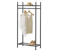 [en.casa] Garde-Robe Solide Portant avec Étagères Meuble de Rangement 2 Surfaces de Stockage Acier Laqué 130 x 60 x 30 cm Noir