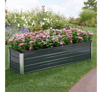 [en.casa] Jardinière à 2 Barres de Séparation Bac de Plantes Rectangulaire Résistant aux Intempéries Acier Galvanisé 183 x 47 x 40 cm Anthracite