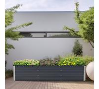 [en.casa] Jardinière à 3 Barres de Séparation Bac de Plantes Rectangulaire Résistant aux Intempéries Acier Galvanisé 240 x 47 x 40 cm Anthracite
