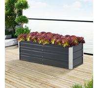 [en.casa] Jardinière à Barre de Séparation Bac de Plantes Rectangulaire Résistant aux Intempéries Acier Galvanisé 125 x 47 x 40 cm Anthracite