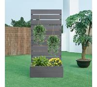 Jardinière avec brise-vue Heerde bois composite 150 x 72 x 38 cm gris