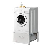 [en.casa] Kit de Superposition Intercalaire Lave-Linge Sèche-Linge Support avec Tiroir Acier Aluminium Blanc 63 x 54 x 31 cm