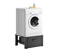 [en.casa] Kit de Superposition Intercalaire Lave-Linge Sèche-Linge Support avec Tiroir Acier Aluminium Noir 63 x 54 x 31 cm