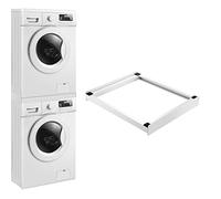 [en.casa] Kit de Superposition Universel Cadre pour Lave-Linge Sèche-Linge Standard 60 cm Machine à Laver Acier Laqué Blanc