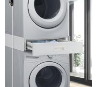 [en.casa] Kit de Superposition Universel pour Appareils Électroménagers avec Tiroir Coulissant Cadre pour Machine à Laver Sèche-Linge Standard 60 cm Acier Laqué Blanc