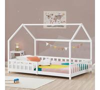 Lit cabane Hesel pour enfants bois de pin 90 x 200 cm blanc