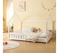 Lit cabane Hesel pour enfants bois de pin 140 x 200 cm blanc