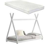 Lit Tipi Pour Enfants Avec Matelas Mousse à Froid Onejda Blanc 200 x 90 cm [en.casa]