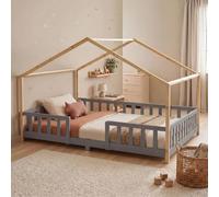 Lit d'enfant en forme de maison Treviolo 120 x 200 cm bois de pin gris clair / naturel