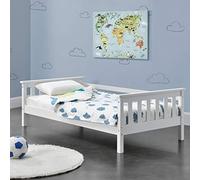 [en.casa] Lit d'enfant Design Cadre Stylé Structure Solide Capacité de Charge 70 kg Bois de Pin Contreplaqué 160 x 80 cm Blanc Mat Laqué