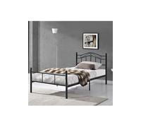 Cadre De Lit Double Florenz en Métal 120 x 200 cm Noir [en.casa]