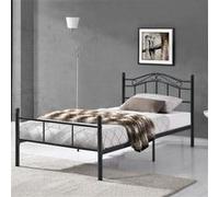 [en.casa] Lit Double Cadre de Lit Double en Métal Acier Revêtu par Poudre Fritté Noir 208 cm x 126 cm x 84 cm Noir G