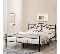 Cadre de lit double Florenz Acier Revêtu par Poudre 140 x 200 Noir [en.casa]