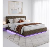 [en.casa] Lit Double Capitonné Tröstiar LED 180 x 200 cm Vert | Réglable par Télécommande et Coffre de Lit Spacieux Confortable Sommier à Lattes Capacité de Charge 500 kg