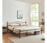 [en.casa] Lit Double Design Intemporel Cadre de Lit Robuste Stable Résistant en Métal Capacité de Charge 300 kg Acier Laqué 180 x 200 cm Noir