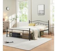 [en.casa] Lit Double Design Intemporel Cadre de Lit Robuste Stable Résistant en Métal Capacité de Charge 300 kg Acier Laqué 140 x 200 cm Noir