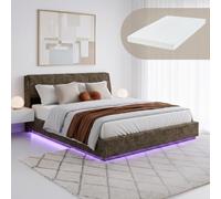 [en.casa] Lit Double LED Tröstiar avec Matelas 180 x 200 cm Vert | Capitonné, Éclairage LED Réglable par Télécommande Coffre de Lit Spacieux Confortable Capacité de Charge 500 kg