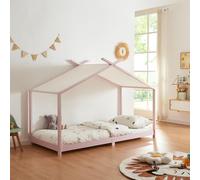 Lit enfant Brome bois de pin 90 x 200 cm rose blanc