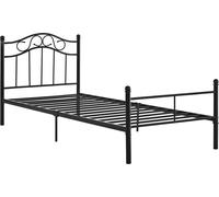 [en.casa]® Lit métallique 120x200 noir Cadre de lit Lit de jeune en métal