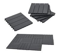 Set de 11 dalles de jardin Schramberg en bois composite 1m² 30 x 30 x 2,2 cm gris foncé [en.casa]