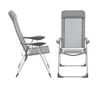 [en.casa] Lot de 2 Chaises de Jardin Set de Chaises d'Extérieur Design avec Accoudoirs et Dossier Inclinable Ensemble Résistant aux Intempéries Aluminium PVC Polyester Gris Clair