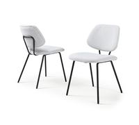 [en.casa] Lot de 2 Chaises de Salle à Manger avec Assise Rembourrée Ensemble de 2 Chaises Confortables Stables pour Salon Bureau Cuisine Capacité de Charge 120 kg Acier 78 x 49 x 55 cm Gris Clair
