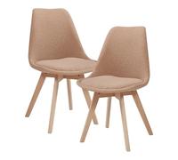 [en.casa] Lot de 2 chaises de Salle à Manger avec Siège Confortable et Rembourré Chaise de Salon Scandinave Construction Robuste Coque Plastique Bouclé Hêtre 82 x 49 x 54 cm Taupe