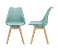 [en.casa] Lot de 2 chaises de Salle à Manger avec Siège Confortable et Rembourré Chaise de Salon Scandinave Construction Robuste Coque Plastique Similicuir Hêtre 82 x 49 x 54 cm Vert Menthe