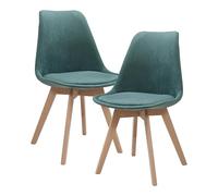 [en.casa] Lot de 2 chaises de Salle à Manger avec Siège Confortable et Rembourré Chaise de Salon Scandinave Construction Robuste Coque Plastique Velours Côtelé Hêtre 82 x 49 x 54 cm Vert Foncé